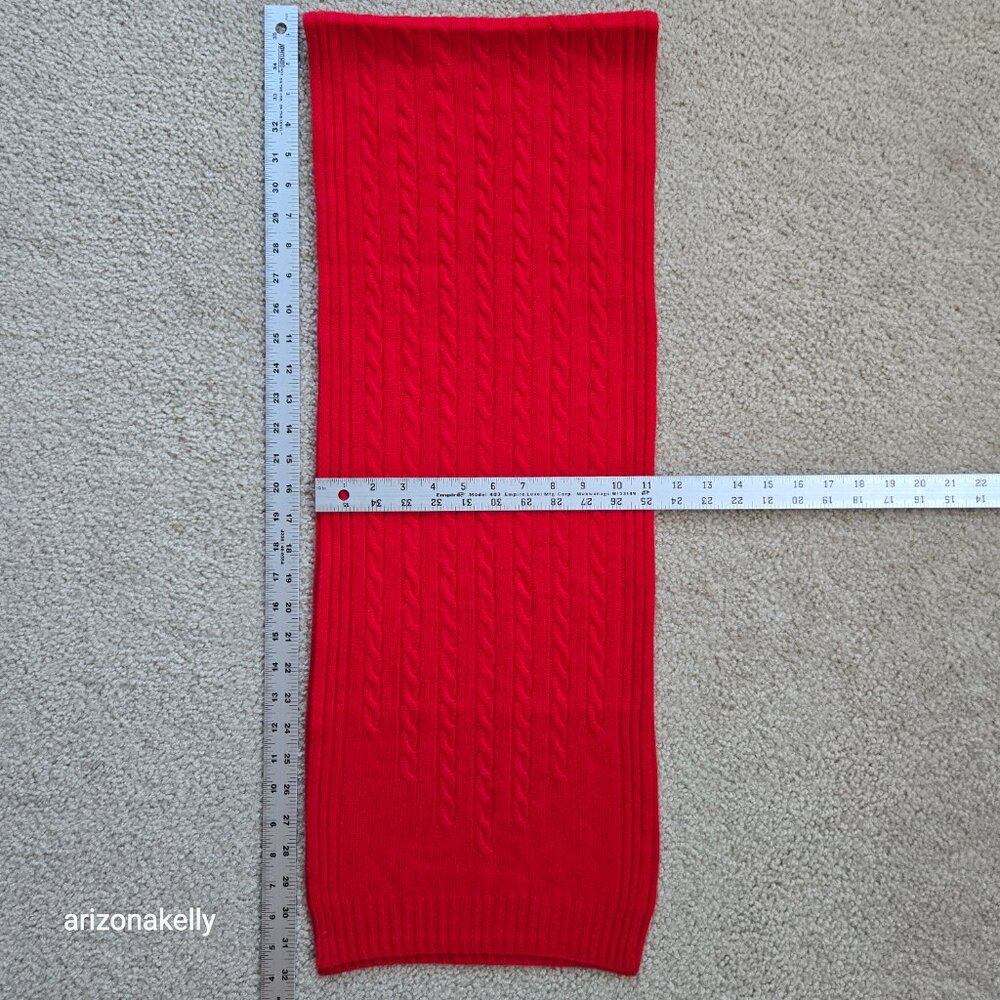 Red Cashmere Cable Knit Scarf